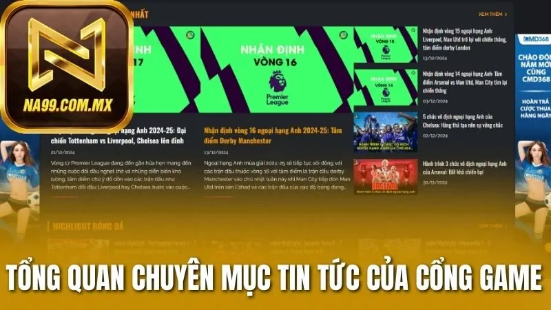 Tổng quan chuyên mục tin tức của cổng game